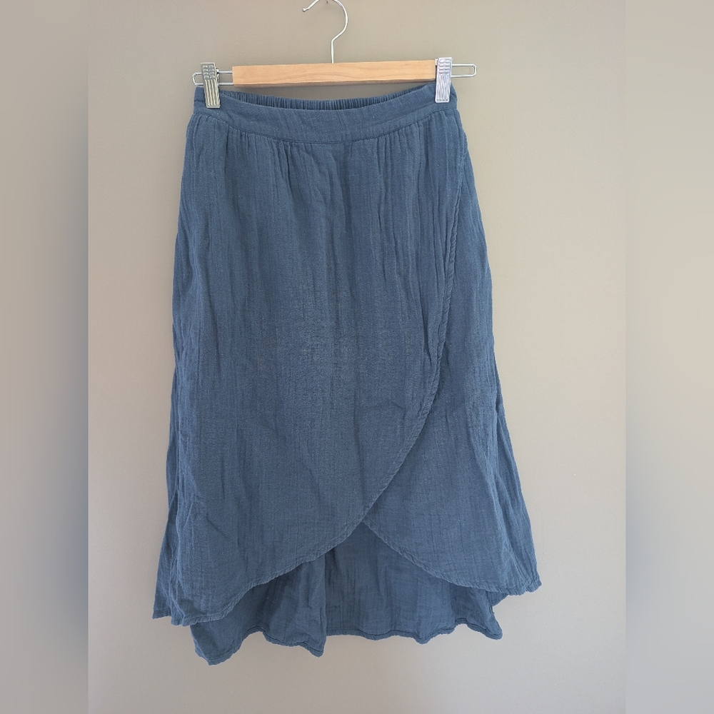 Pact Blue Midi Wrap Skirt Casual Resort Wear
